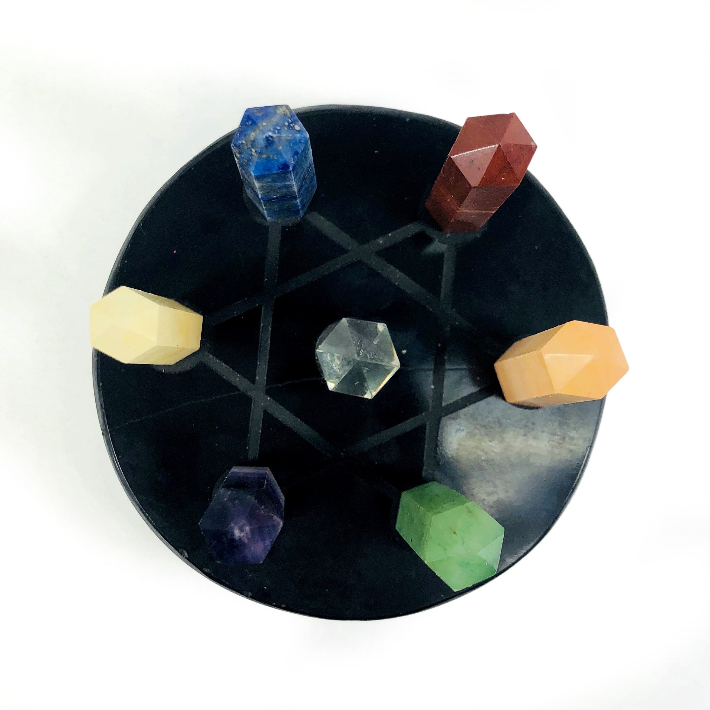 Seven Chakra Points with Black Obsidian Star Grid Set (RK9B15)