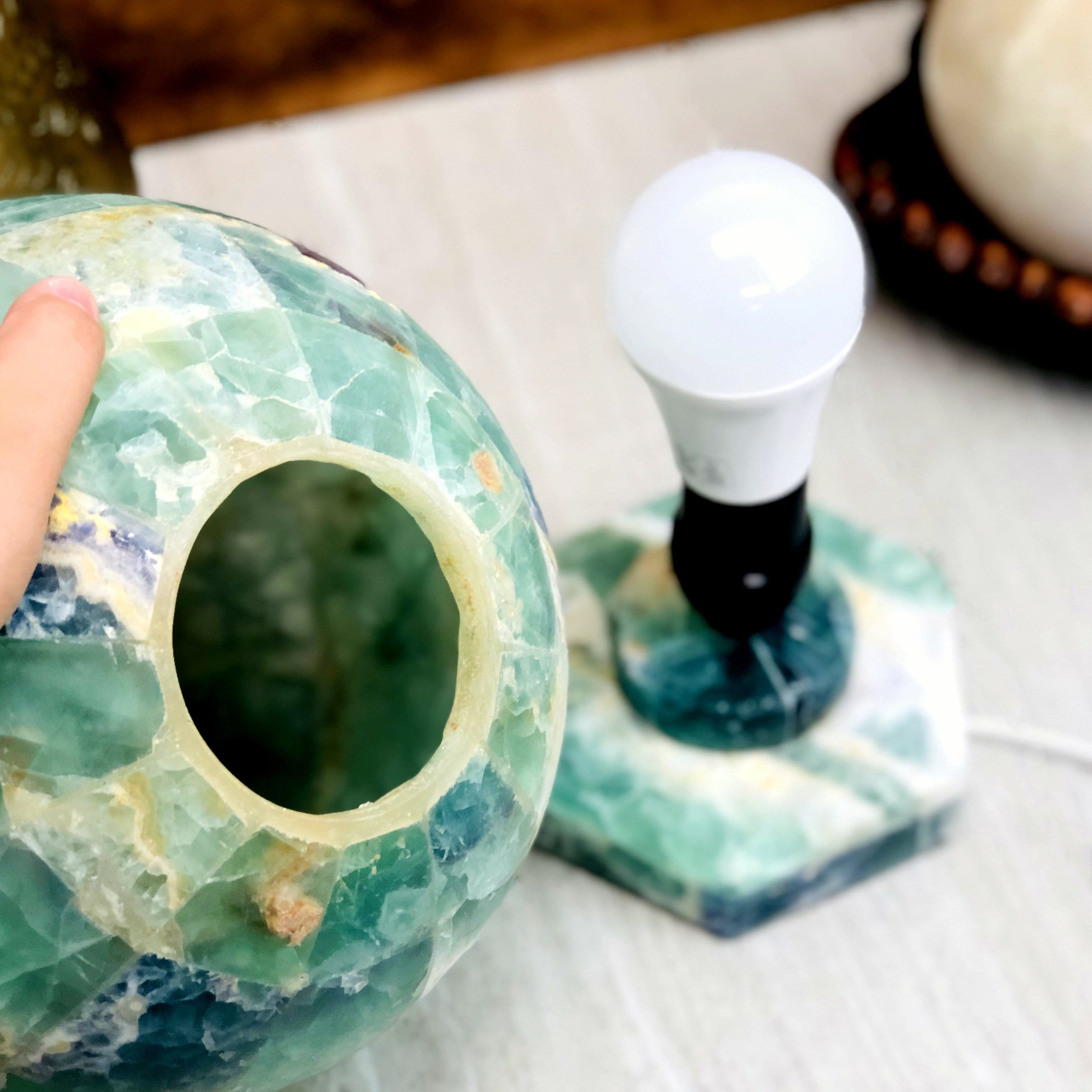 Rainbow Fluorite Sphere Lamps - Small