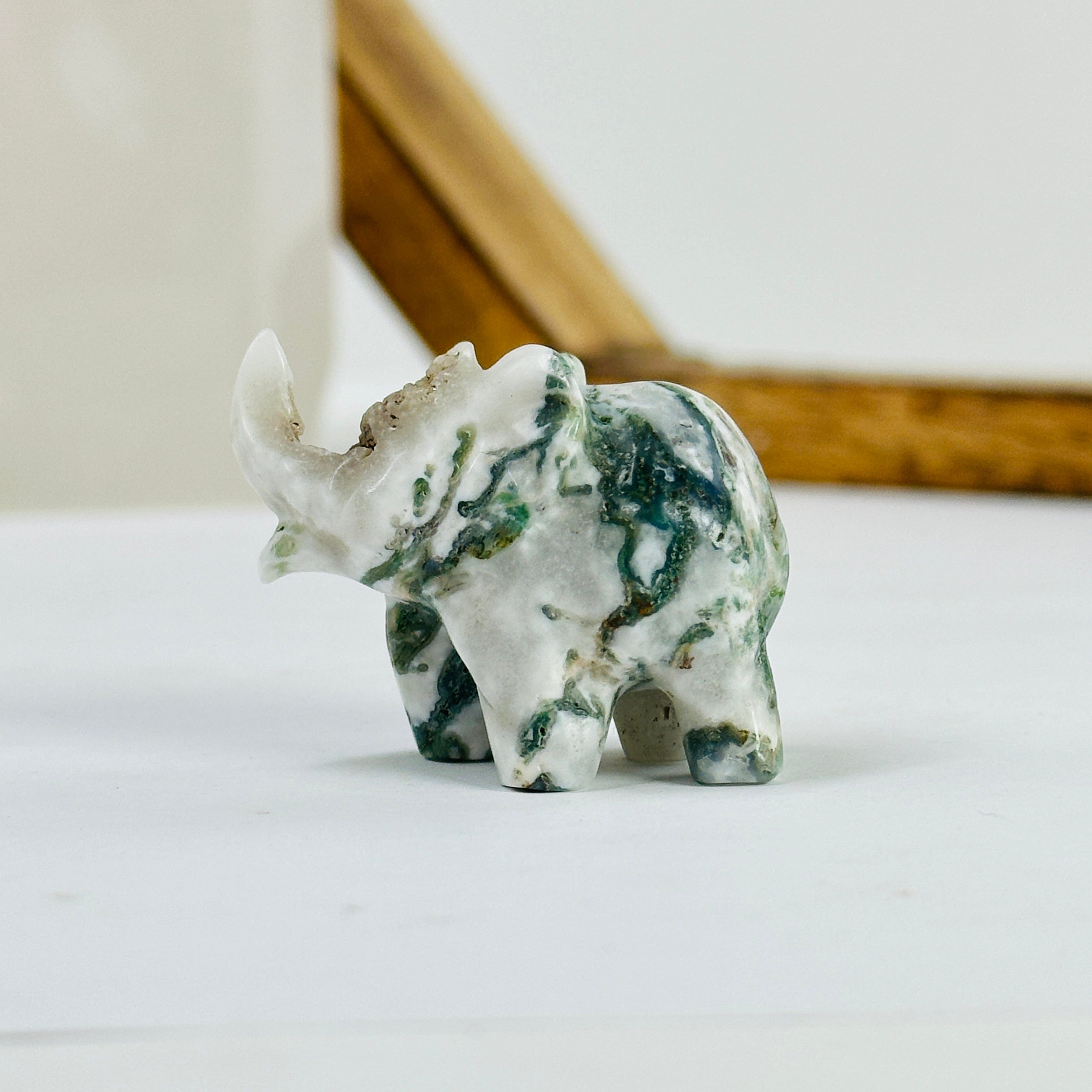 Moss Agate Crystal Carved Elephants YOU CHOOSE