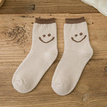 Lovely Smile Face Cotton Socks, 5 pairs