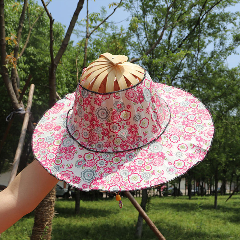 Bamboo Foldable Hand Fan Sun Hat