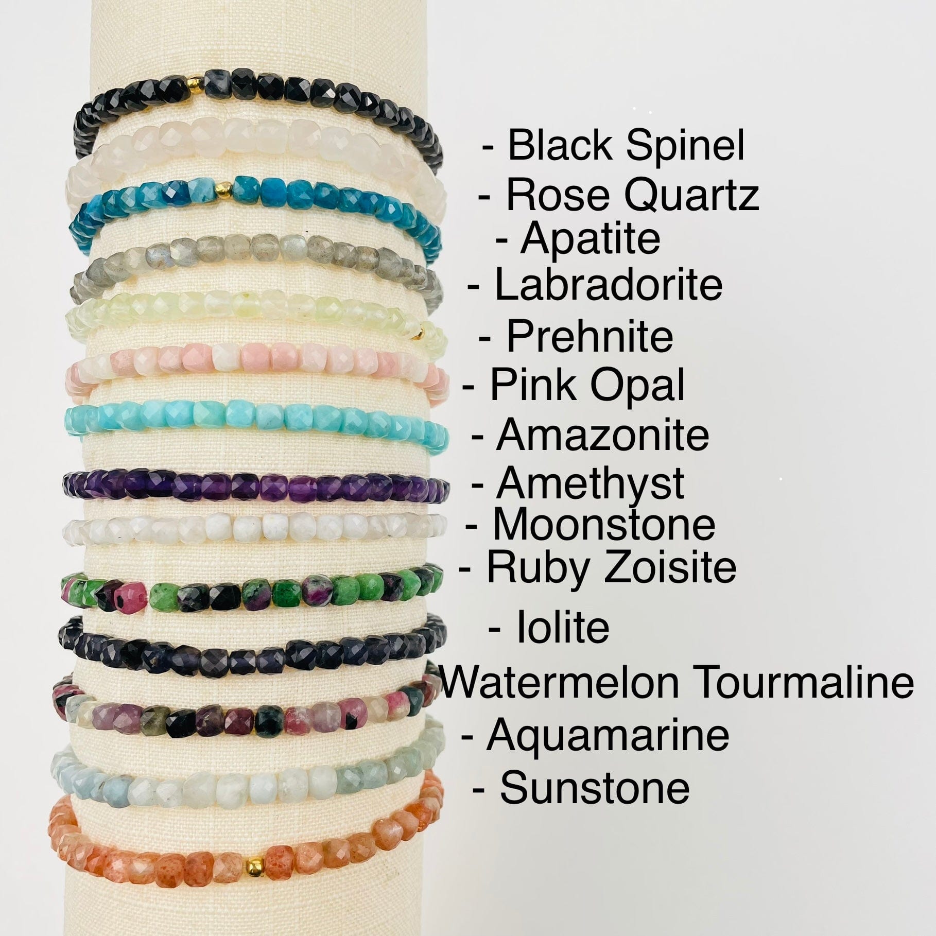 Gemstone Bracelets - 4mm - Faceted Cube