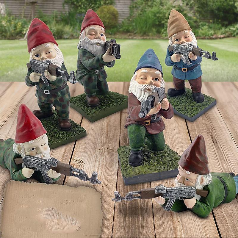 Garden Gnome With Camouflage Uniform And AK47