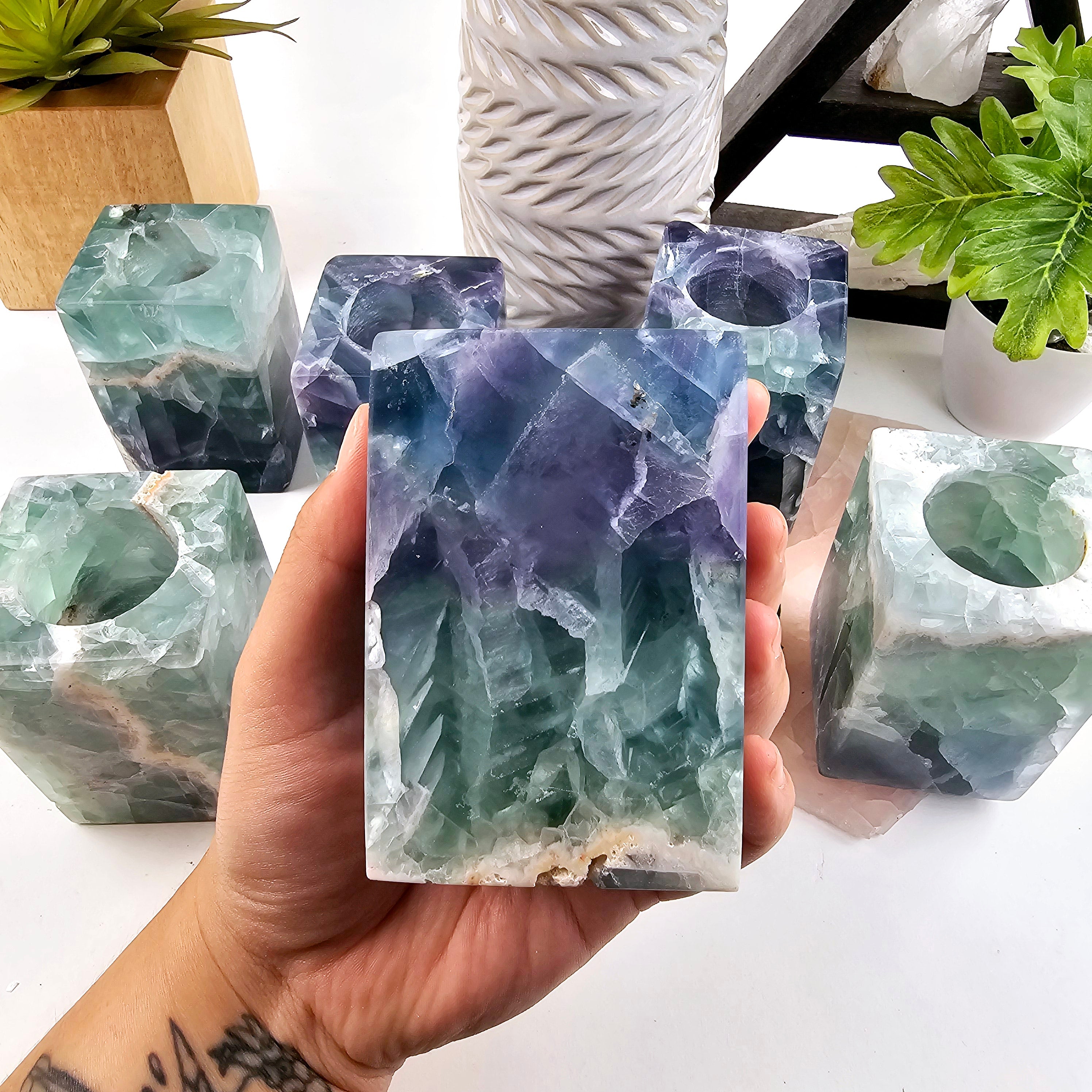 Fluorite Crystal Candle Holder - AA Grade