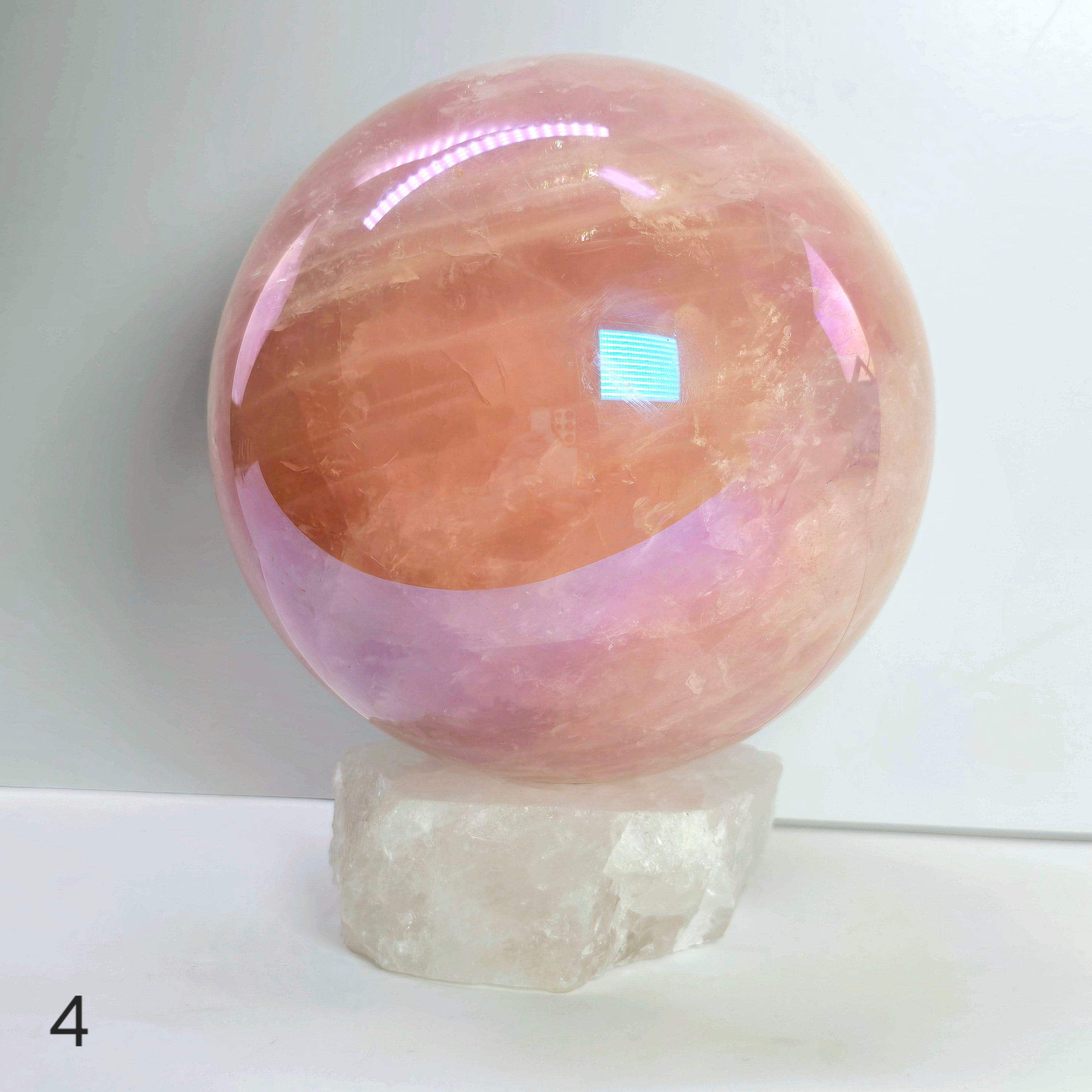 Angel Aura Rose Quartz Large Crystal Sphere - You Choose