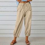 High Waist Button Cropped Pants