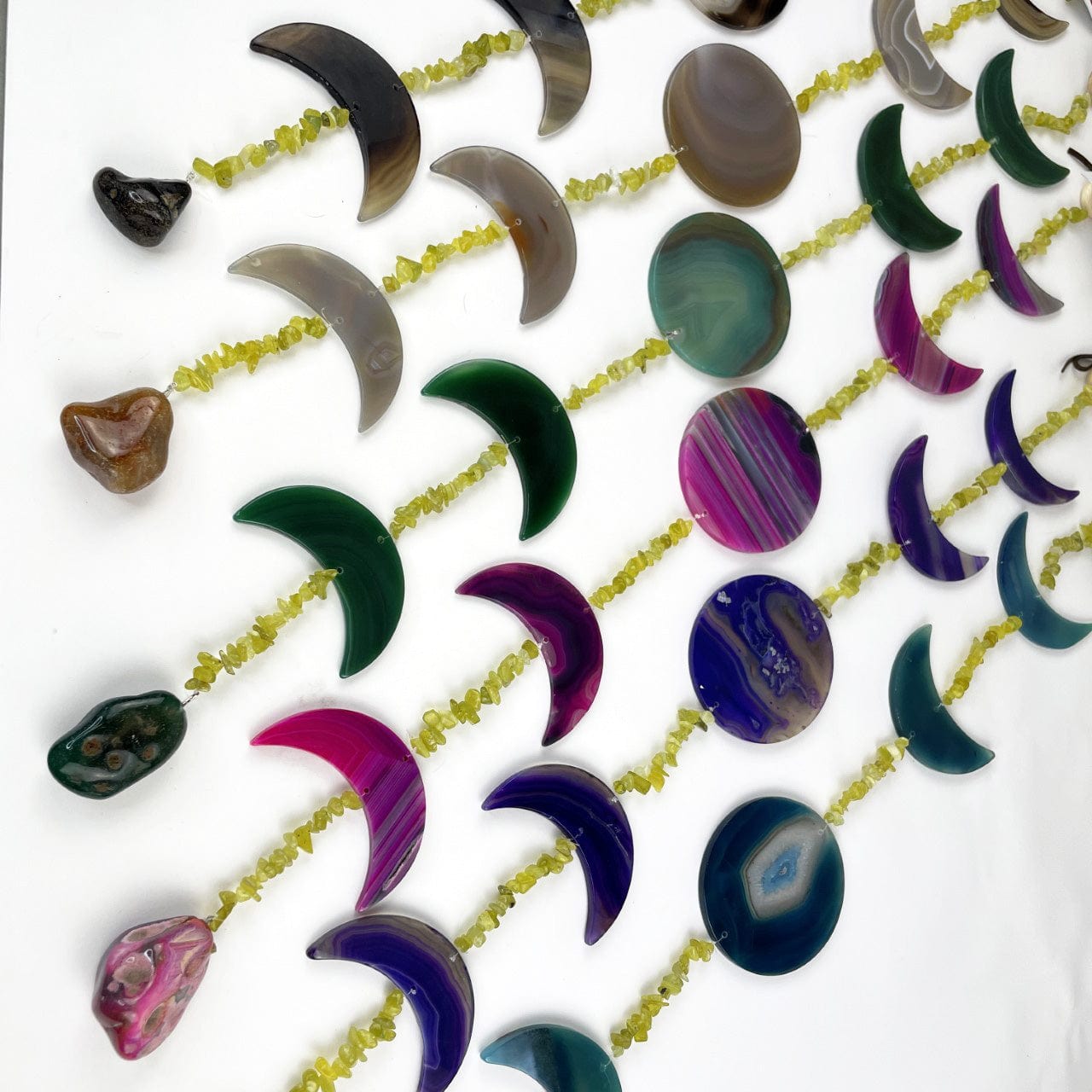 Agate Moon Phase Wall Hanging - Crescent and Full Moon