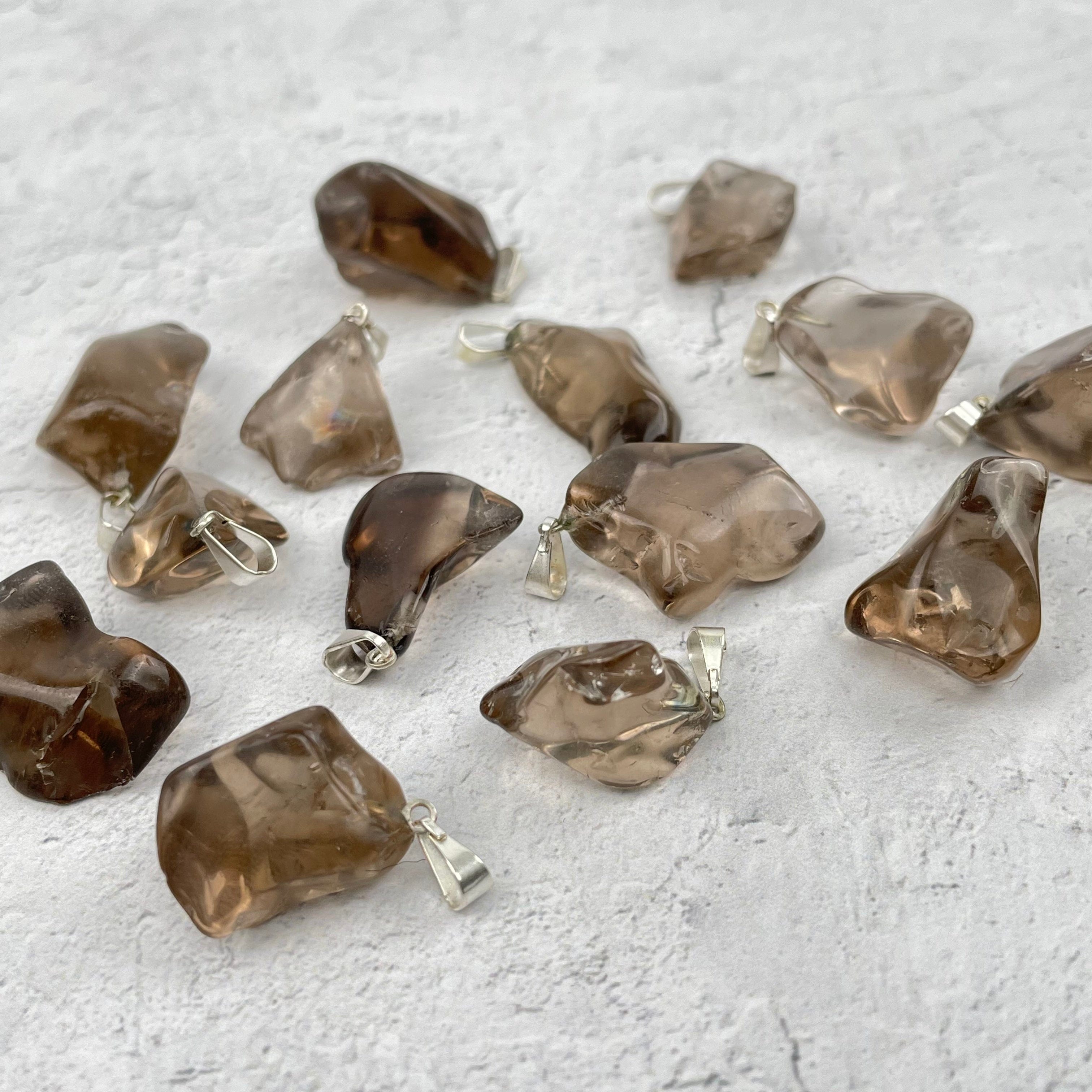 Smoky Quartz Tumbled Pendants