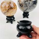 Black Obsidian Cauldron Sphere Holder - Halloween Decor