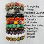 Round Faceted Gemstone Bead Bracelets - 12mm