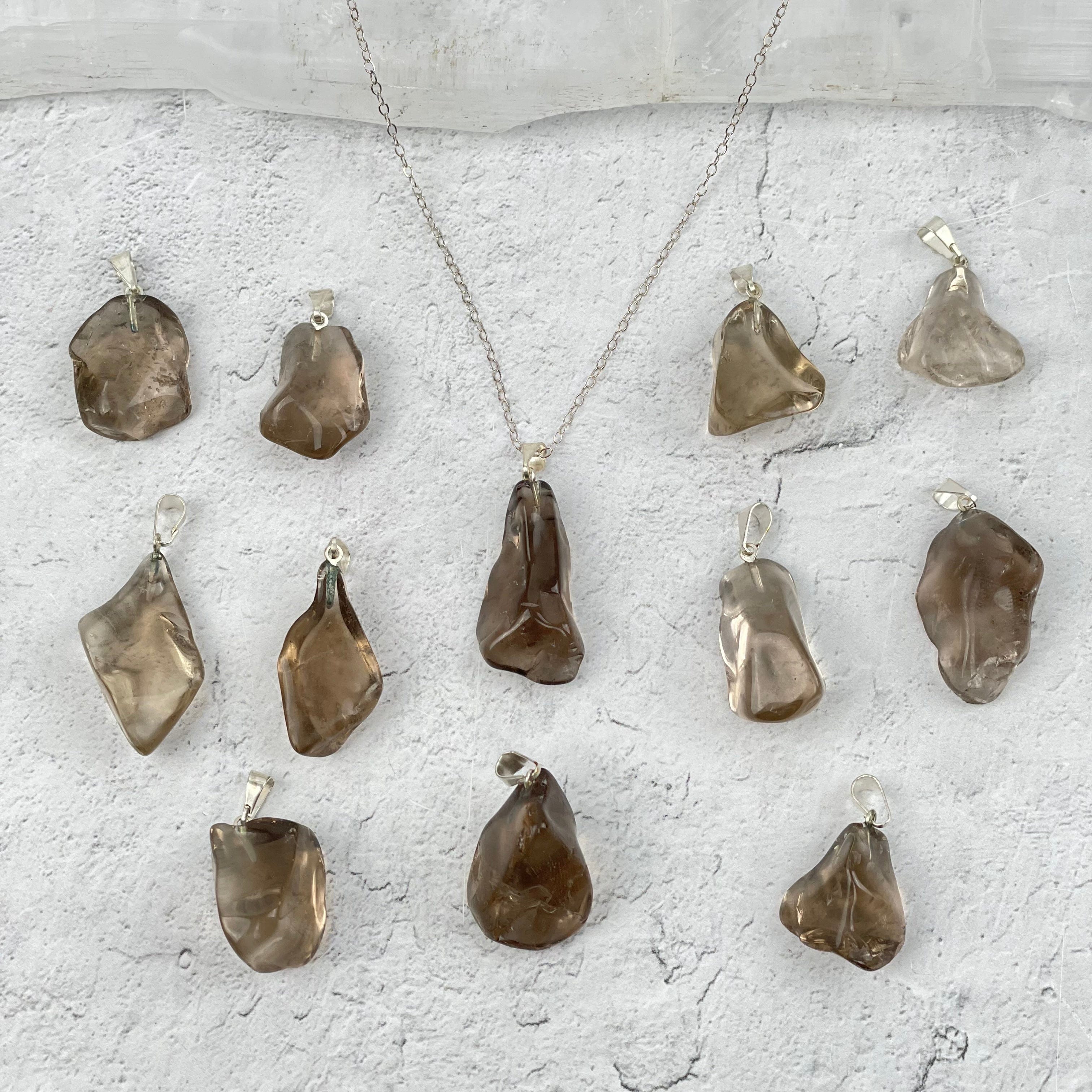 Smoky Quartz Tumbled Pendants