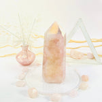 Angel Aura Rose Quartz Polished Point Crystal with Natural Inclusions