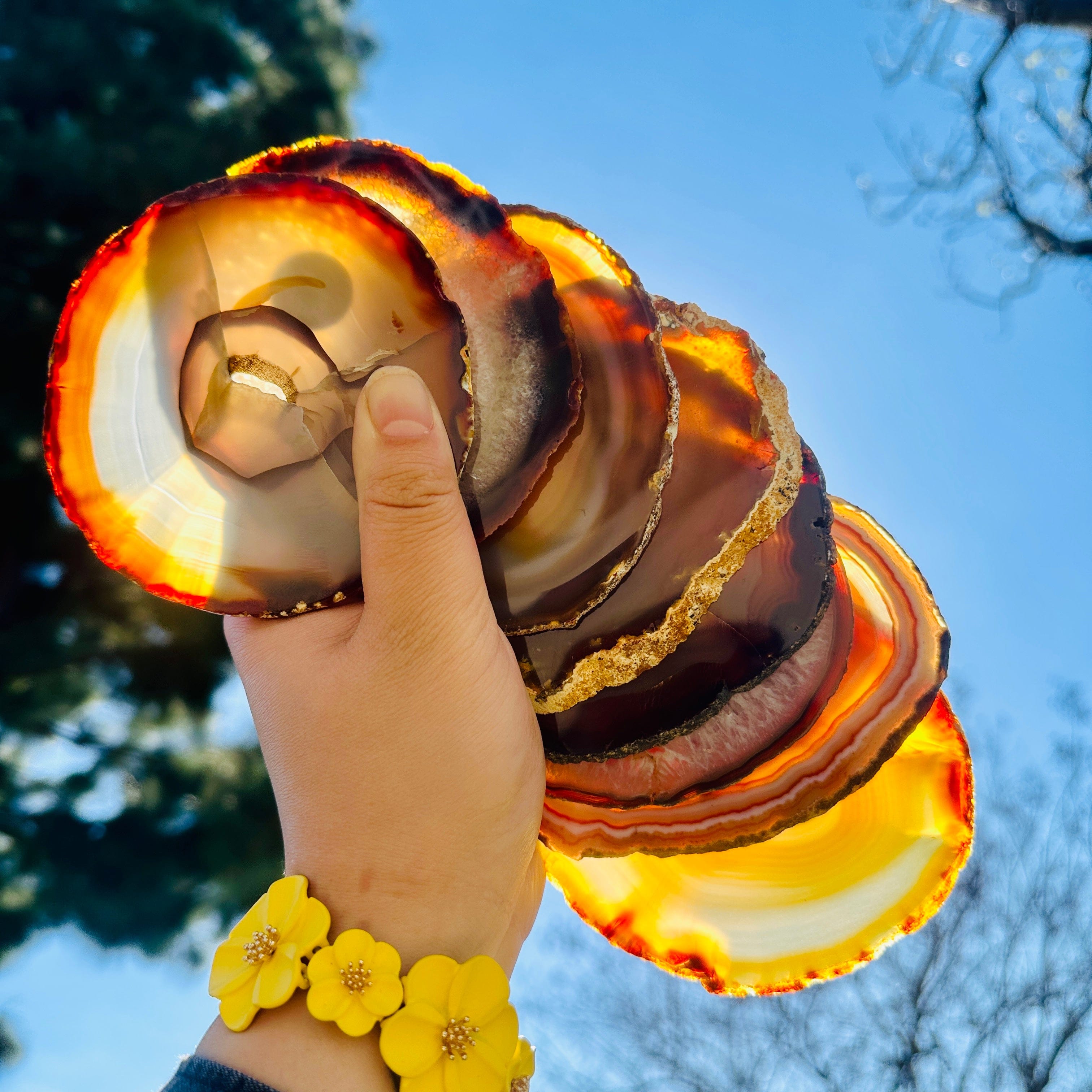 Agate Slice Set - Set of Eight Agate Crystal Coasters