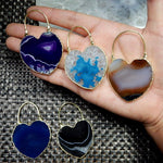 Agate Slice Heart Shaped Pendant with Electroplated Edge & Fancy Bail