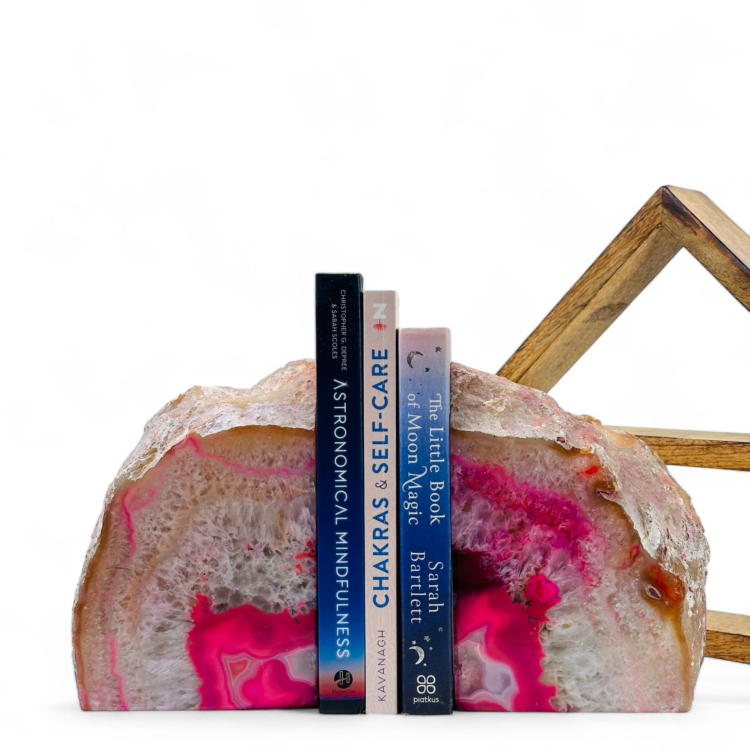 Large Pink Dyed Agate Bookend - One Of A Kind