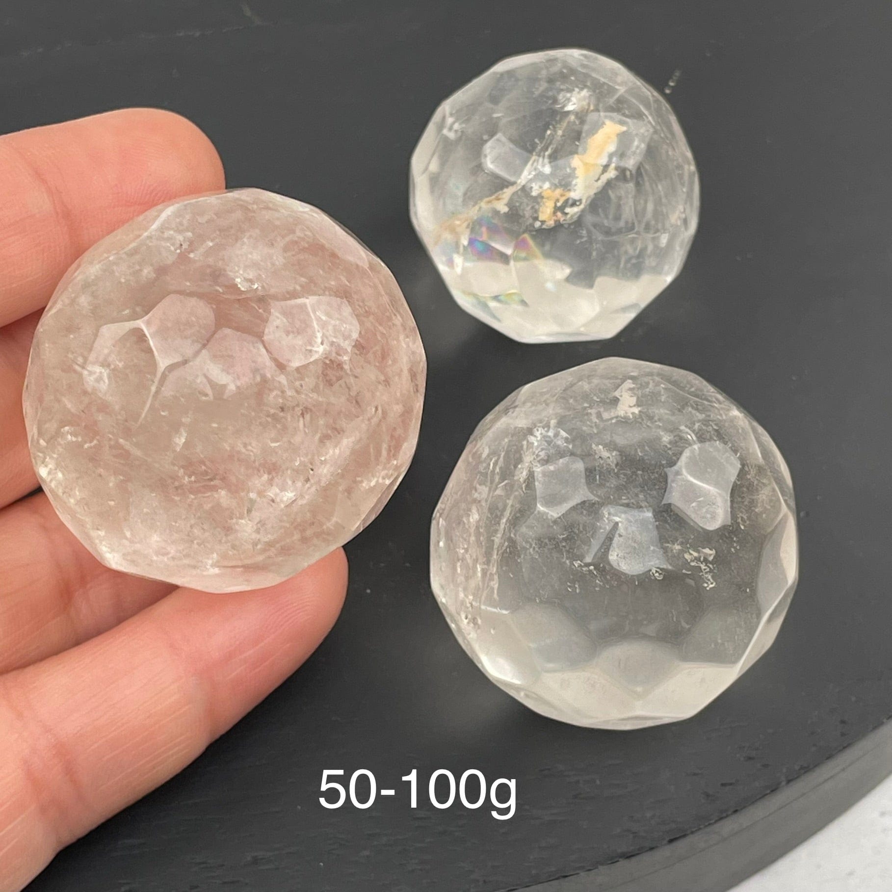 Crystal Quartz Faceted Sphere - By weight -