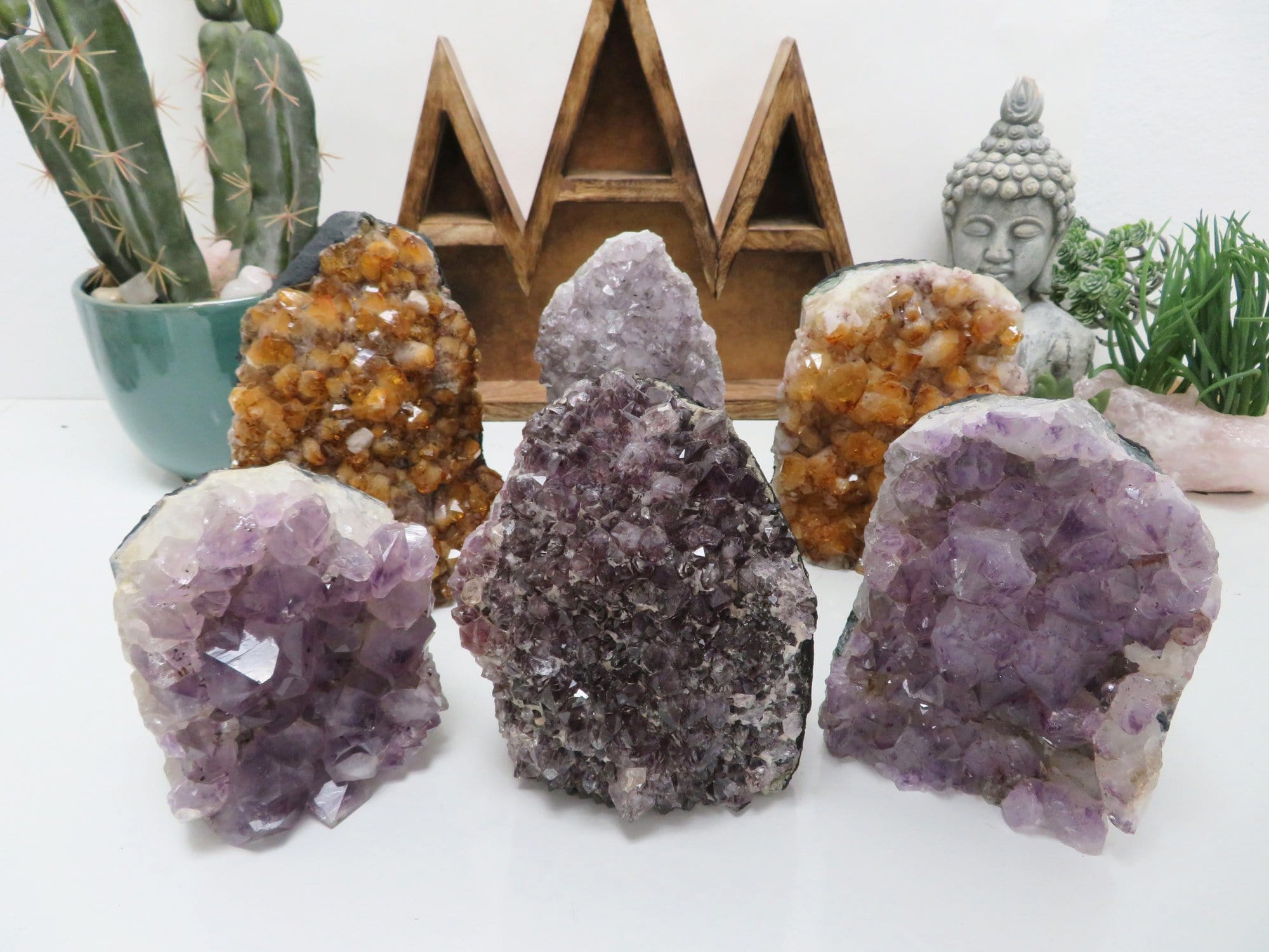 Amethyst and Citrine Cluster Geode Cut Base - Secret Money Holder (RK2)