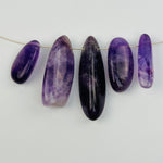 Amethyst Bead Polished Oval - Top Side Drilled - 5pcs -