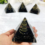 Orgone Tourmaline with Pyrite Point Pyramid - Chakra Reiki Metaphysical Pyramids