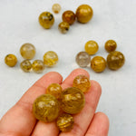 5pc Gold Rutilated Crystal Quartz Spheres - High Quality -