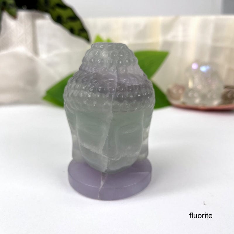 Carved Crystal Buddha Head Figurine