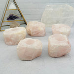 Rose Quartz "B" Grade Crystal Candle Holder