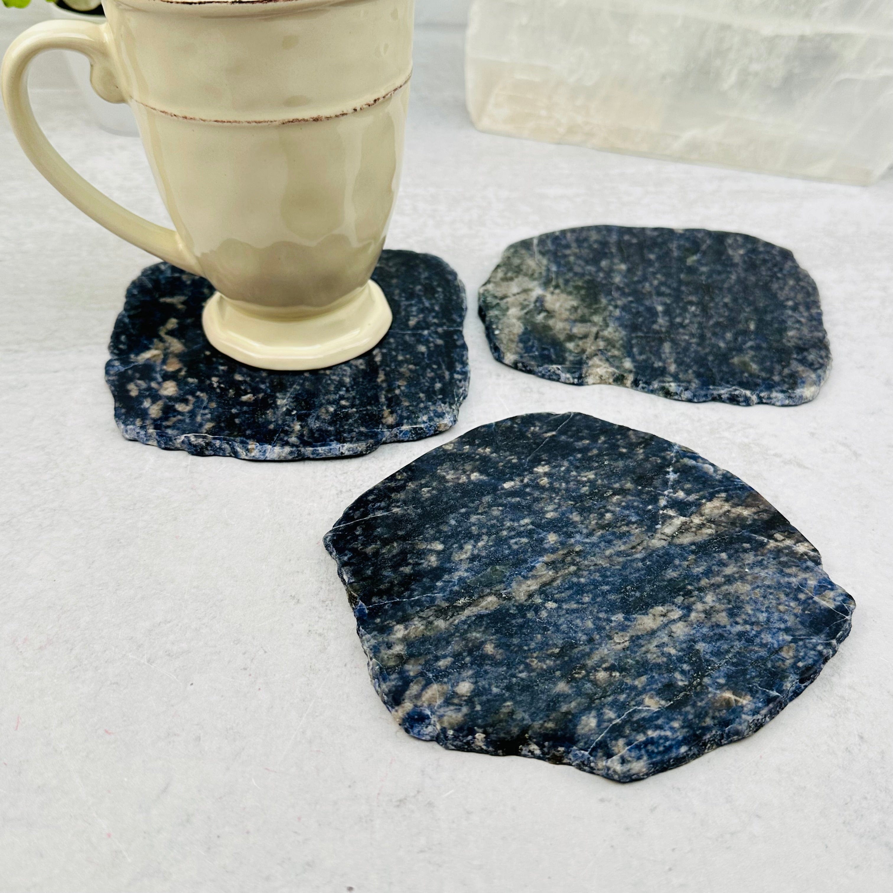 4 pcs Sodalite Free Form Stone Coaster - Crystal Coasters - Set of 4