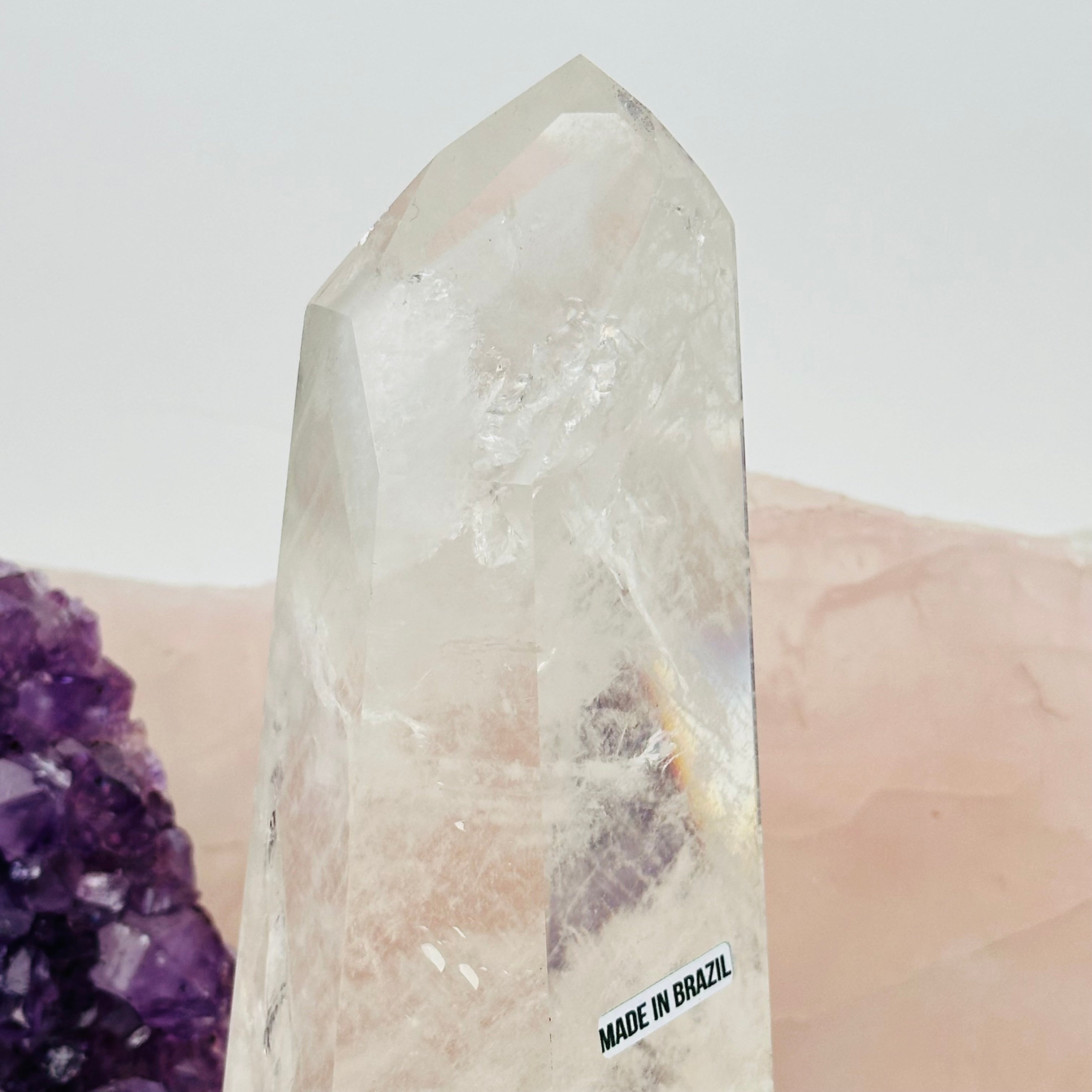 Crystal Quartz Point with Phantoms on Stand