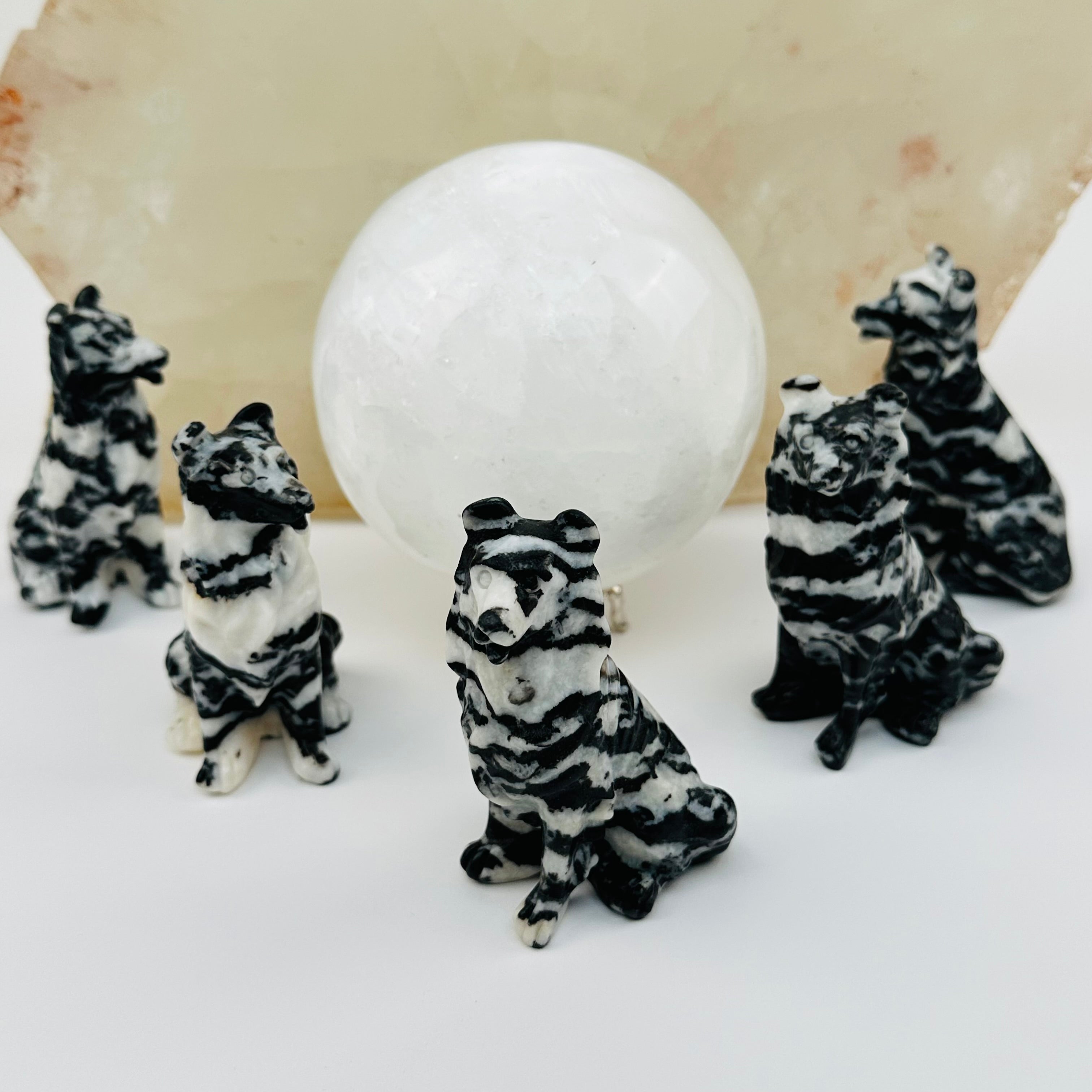 Zebra Jasper Carved Crystal Dog