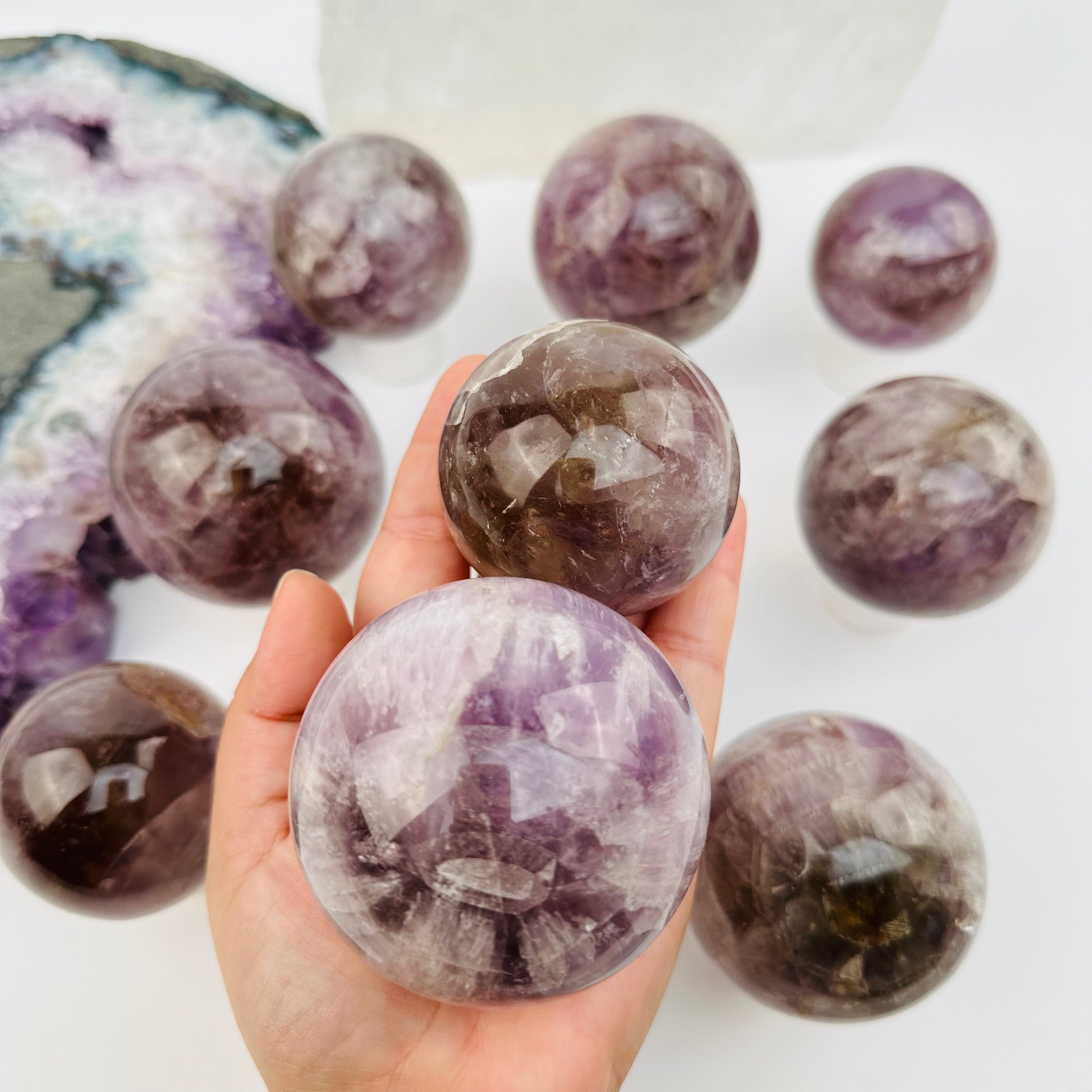 Seven Minerals in One Polished Crystal Sphere