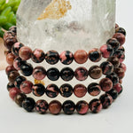 Rhodonite Round Bead Crystal Bracelets Gemstone Mala Bracelet