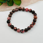 Rhodonite Round Bead Crystal Bracelets Gemstone Mala Bracelet