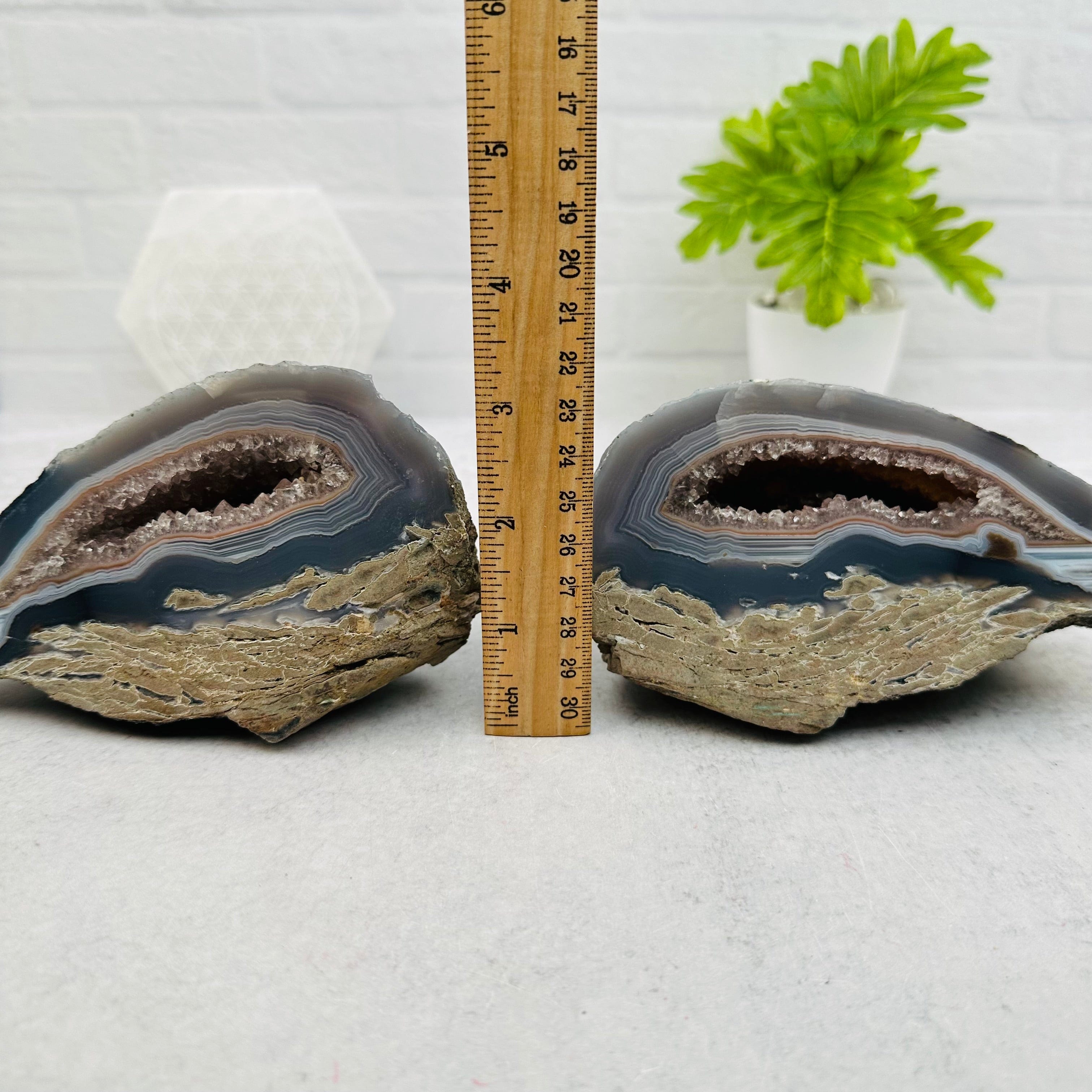 Agate Geode Crystal Pair