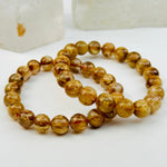 Gold Rutilated Round Bead Bracelet - Extra High Quality - You Choose -