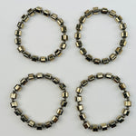 Coated Pyrite Cube Bead Bracelet - Crystal Jewelry -