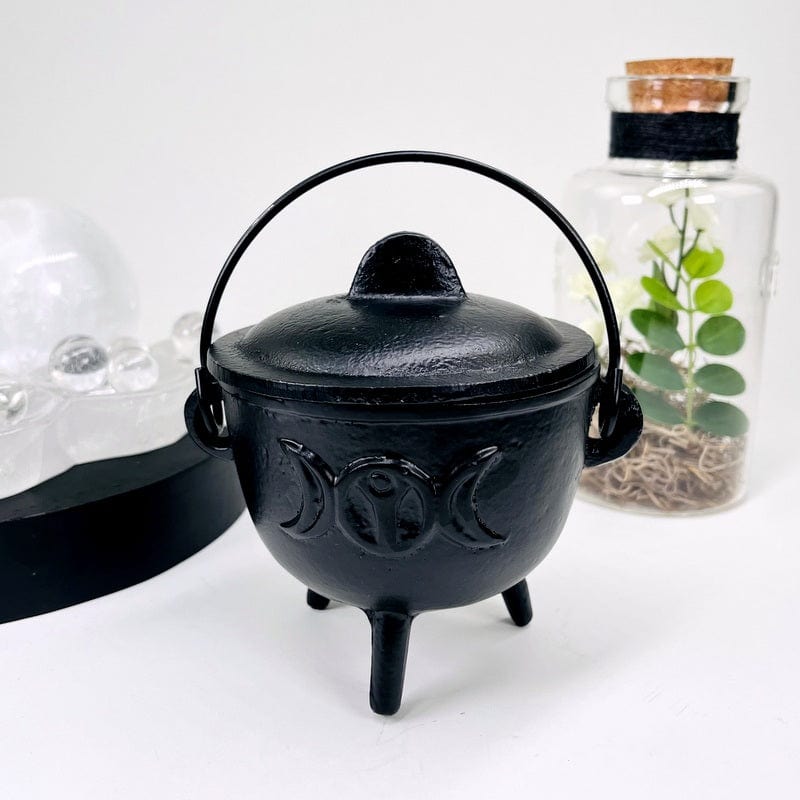 Cauldron with Triple Moon accent -- Christmas Decor