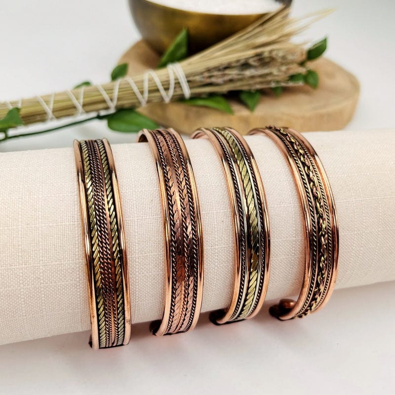 4 Piece Set Copper and Brass Bracelet Set