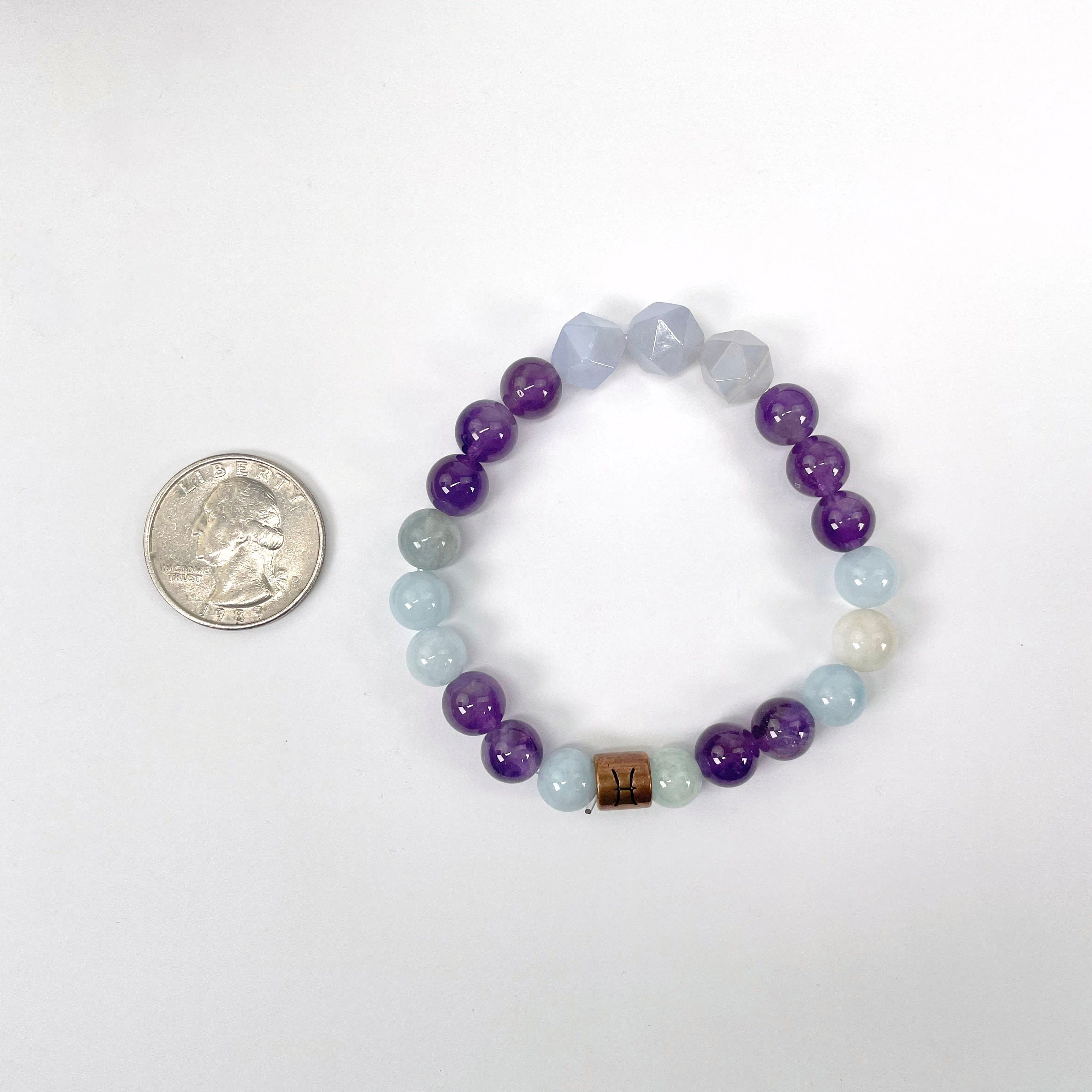 Pisces Zodiac Gemstone Crystal Stretch Bracelet