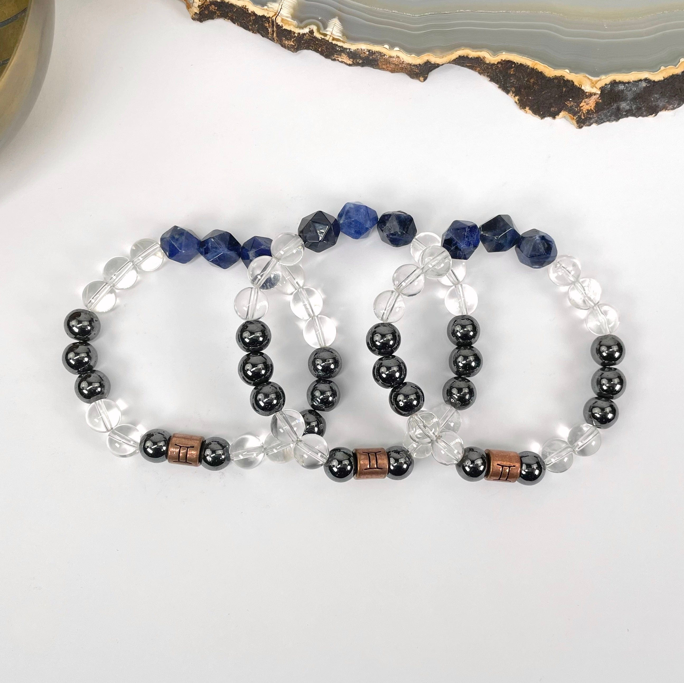 Gemini Zodiac Gemstone Crystal Stretch Bracelet