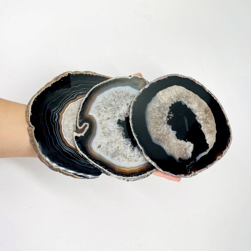 Black Agate Slice - Agate Slices #7 - Great for Crafting (AGBS)