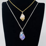 Angel Aura Crystal Point Pendants - Electroplated Silver or Gold Hoop Bails