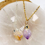 Angel Aura Crystal Point Pendants - Electroplated Silver or Gold Hoop Bails