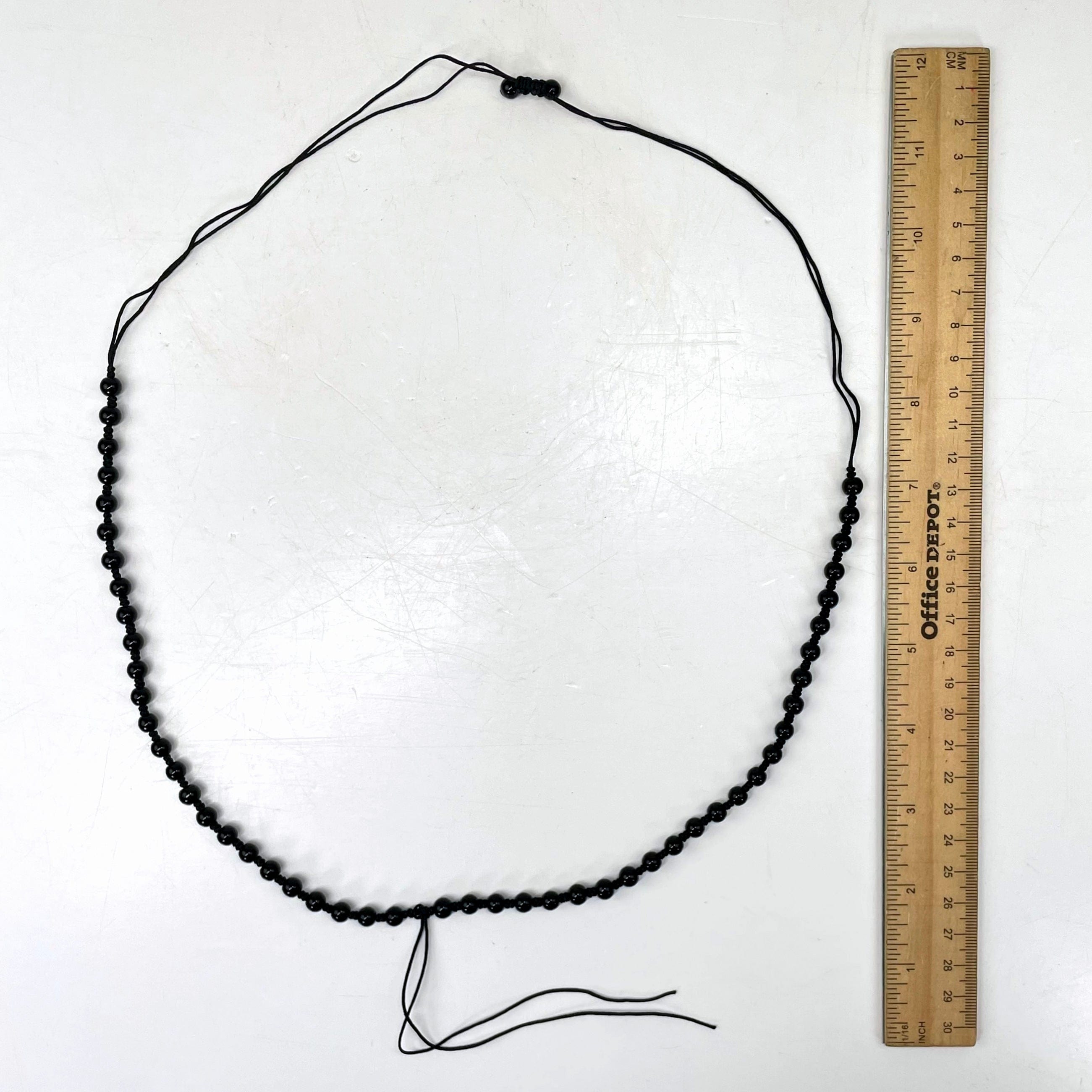 Black Obsidian Mala Bead Adjustable Necklace