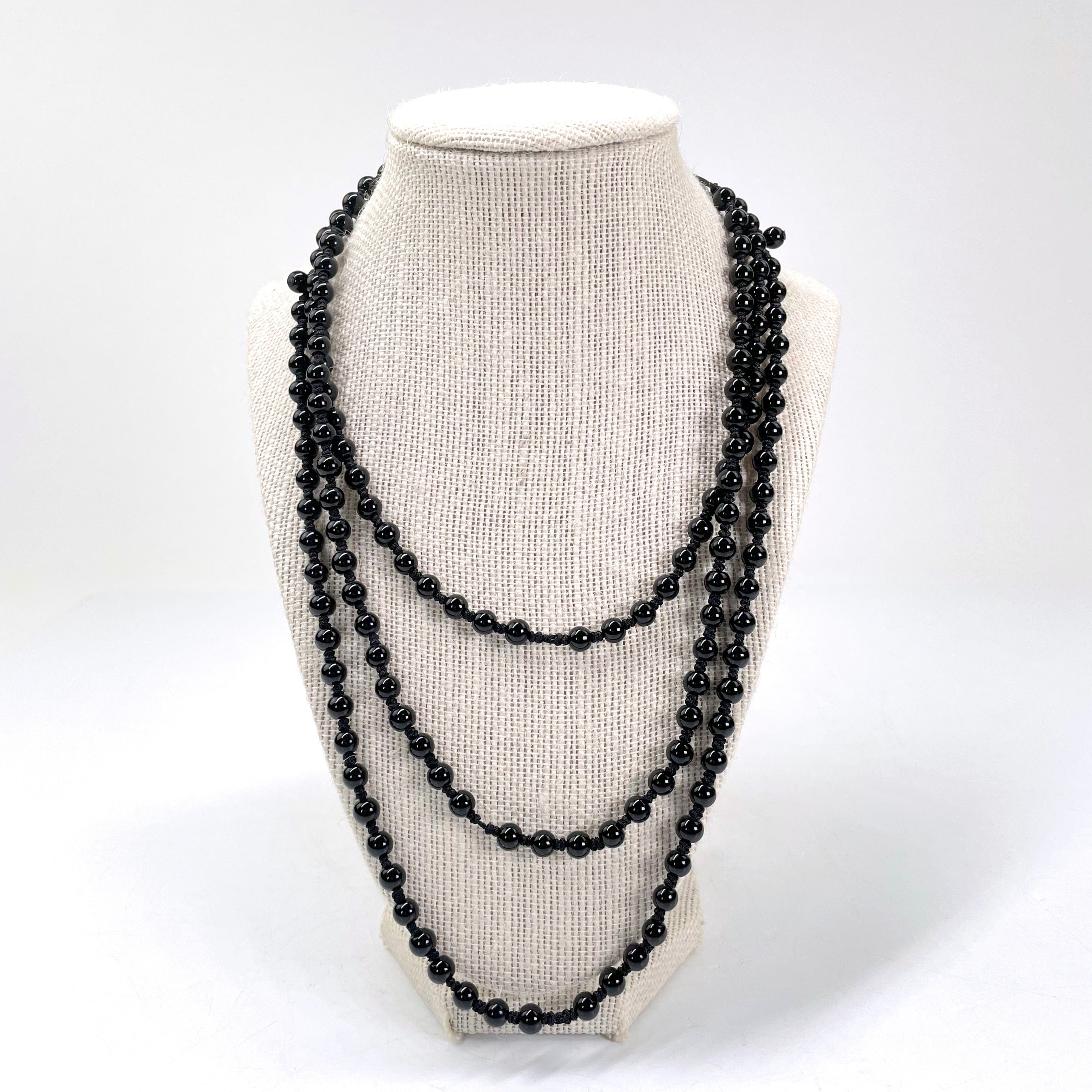 Black Obsidian Mala Bead Adjustable Necklace