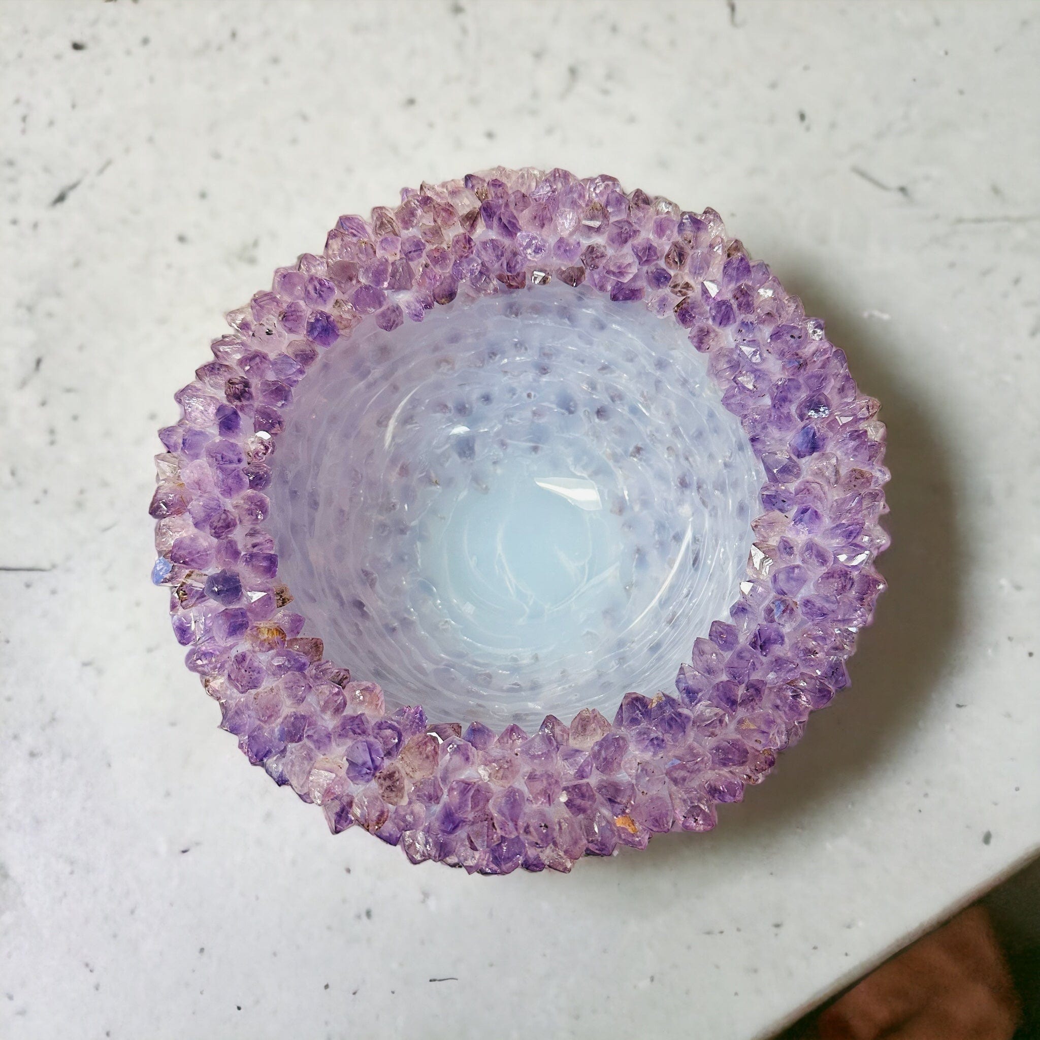 Amethyst Crystal Point Bowl - Handmade with Natural Stone Points - OOAK -