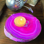 Agate Slab Candle Holder - Pink (RK2-103)