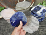 Natural Stone Rose Quartz, Smokey Quartz, Sodalite, Coasters with Polished Edges