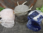 Natural Stone Rose Quartz, Smokey Quartz, Sodalite, Coasters with Polished Edges