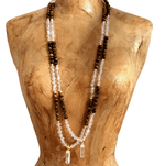 Mala Necklace - Tigers Eye and Crystal Quartz Beads