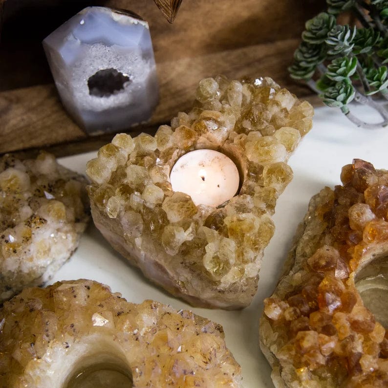 Citrine Crystal Cluster Candle Holder